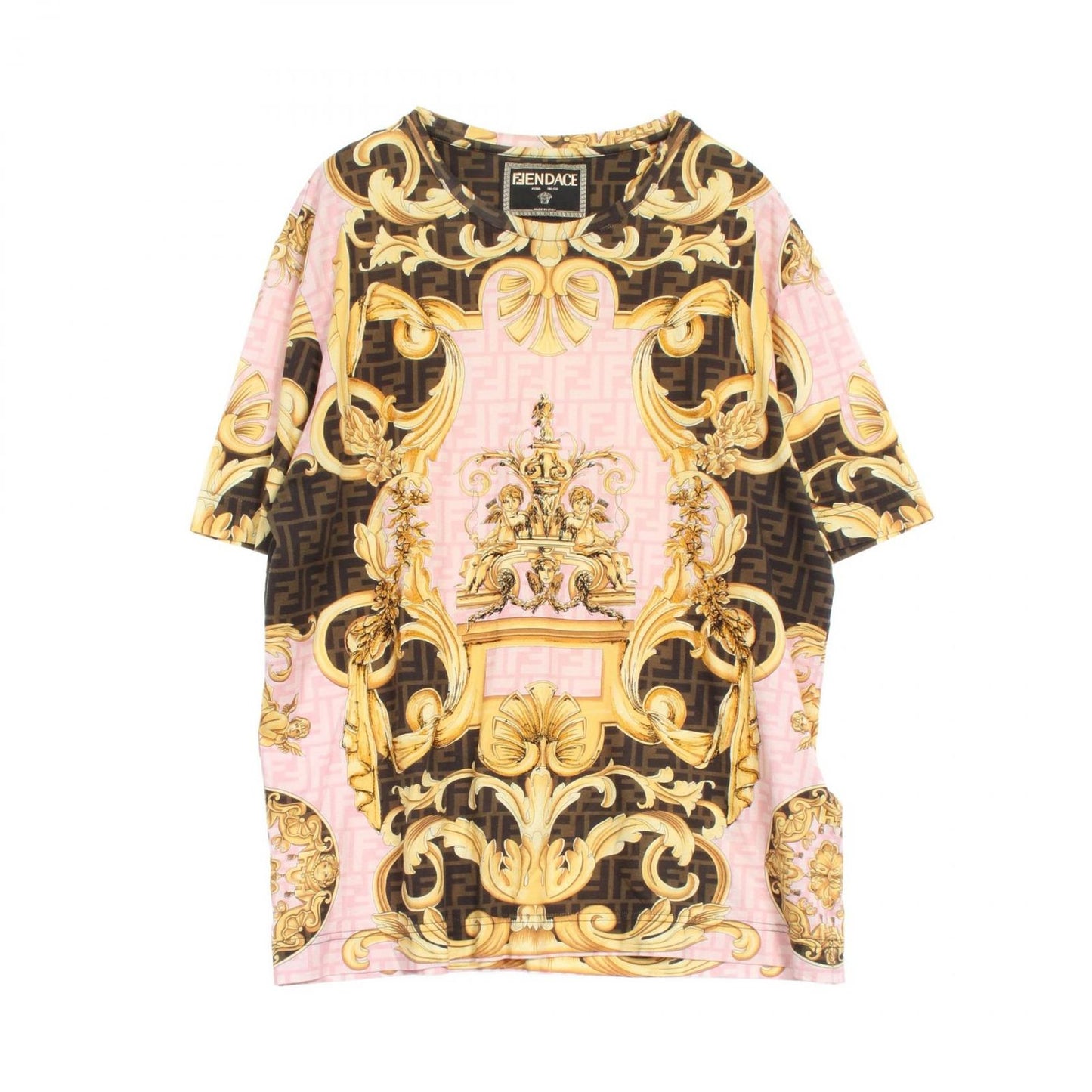 FENDI Cotton T-Shirt in Pink & Yellow - Exclusive Luxury Wear