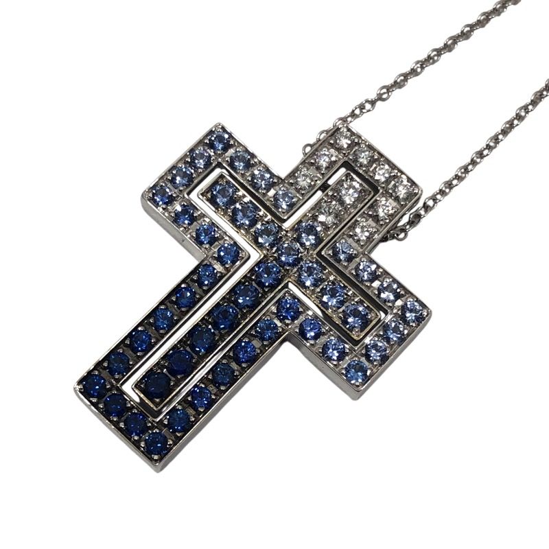 Damiani Belle Époque Iceberg Necklace M in 750WG with Diamonds & Sapphires