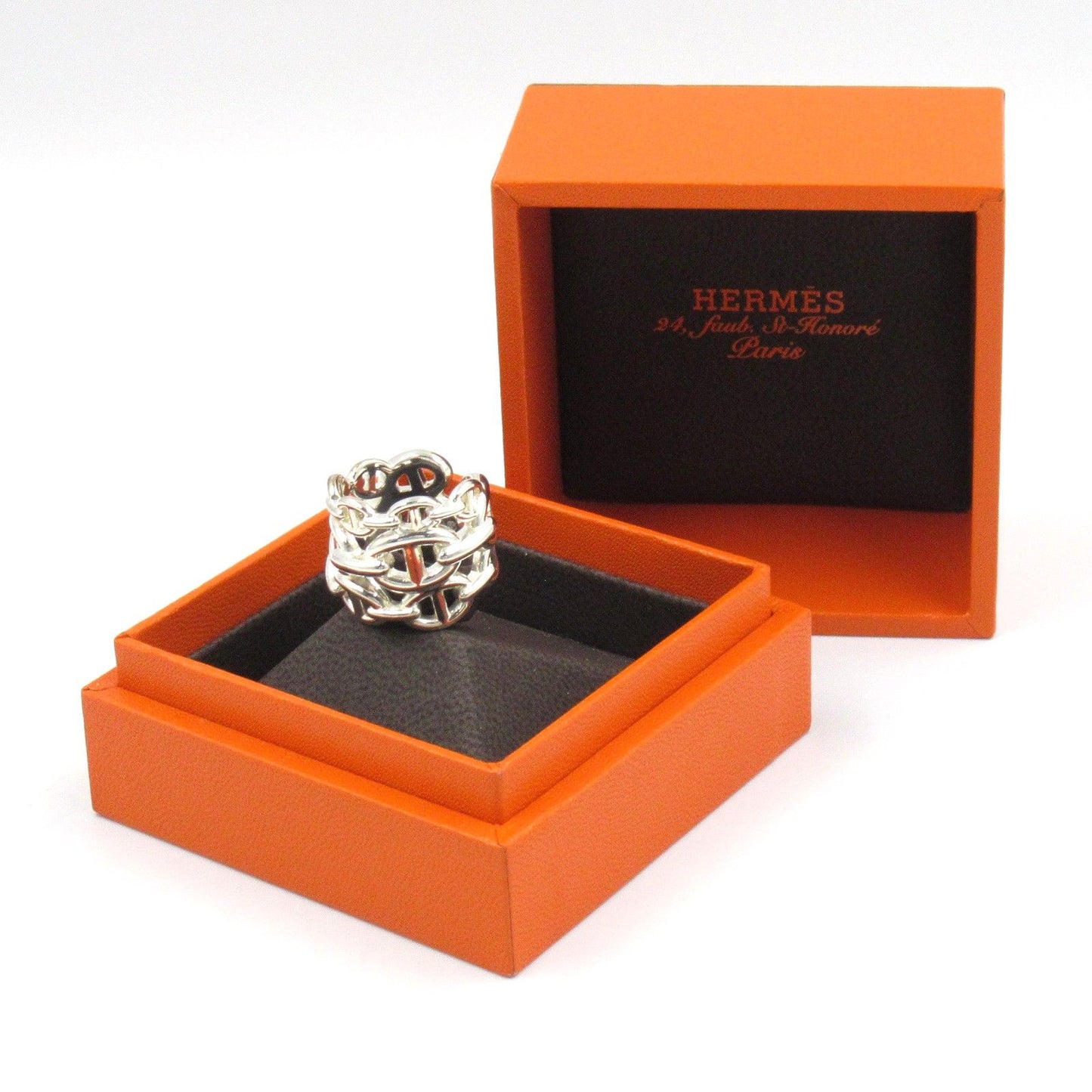 HERMES Silver 925 Chaine d'Ancre Ring - Timeless Elegance