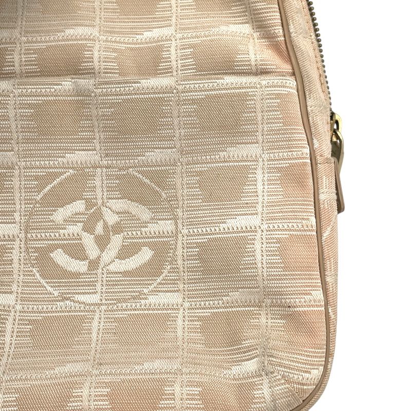 CHANEL Beige Nylon Jacquard New Travel Line Shoulder Bag
