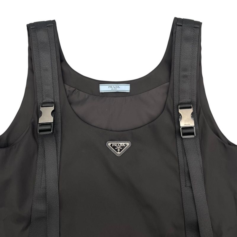 PRADA RE-NYLON Triangle Logo Nylon Dress - Black, Size 40