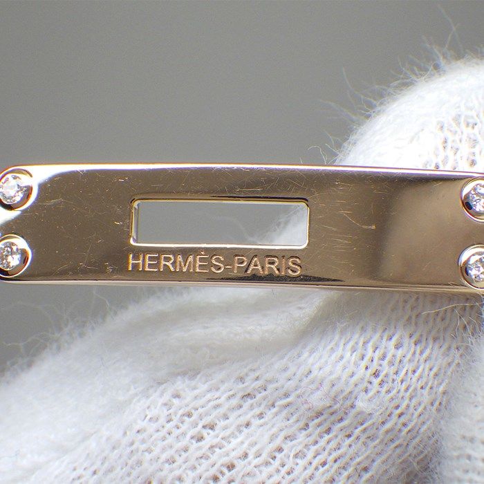 HERMES Kelly Gourmette Lock Motif Bracelet with Diamonds in K18 Pink Gold