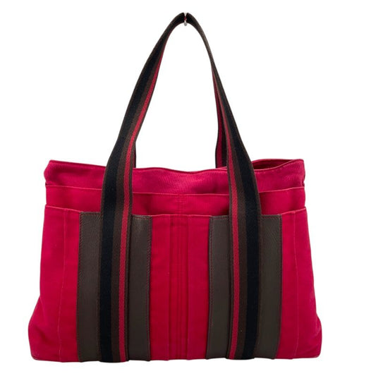HERMES Troca Horizontal MM Wine Red Tote Bag with Silver Hardware
