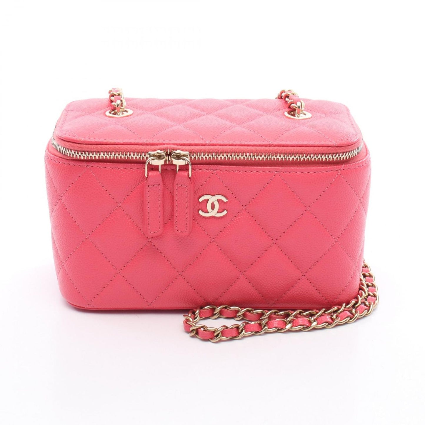 CHANEL Matelassé Vanity Shoulder Bag in Pink Caviar Leather