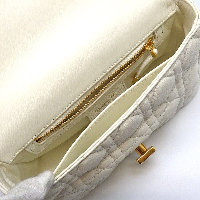 Dior Caro Soft Small Shoulder Bag in Ivory Calfskin