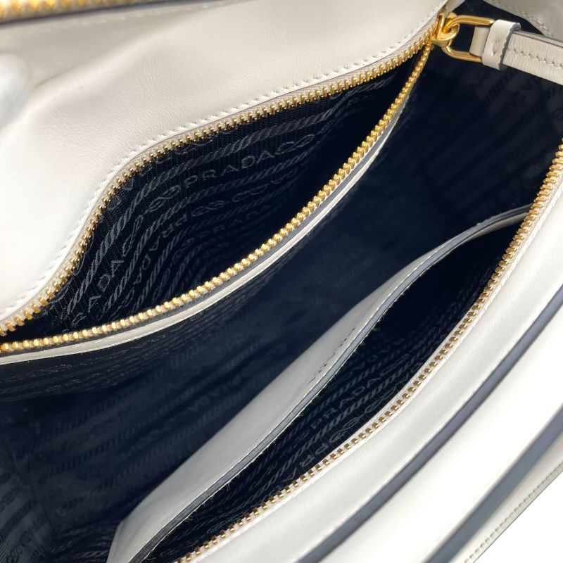 PRADA Saffiano 2WAY Bag in Cream with Gold Hardware