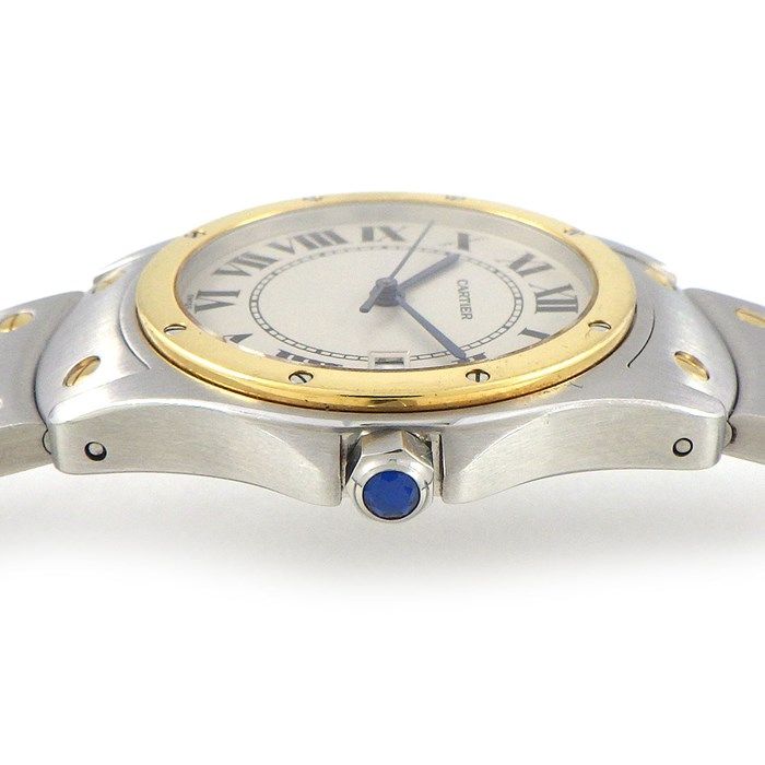 Cartier Santos-Dumont MM W20037R3 Ivory Dial 18K Gold & Steel Watch