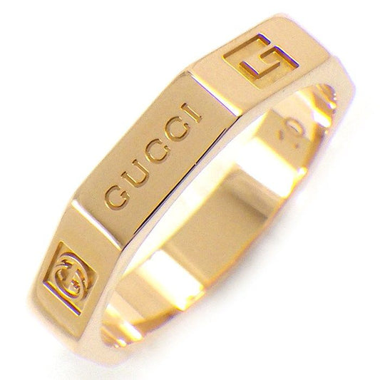 GUCCI Octagonal GG Logo Icon Ring in K18 Pink Gold - Size 9.5
