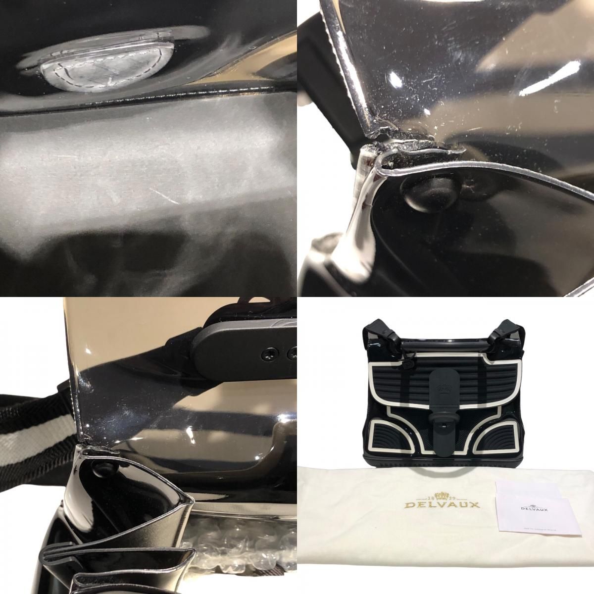 DELVAUX Brillant MM Champion Black & White Enamel Handbag