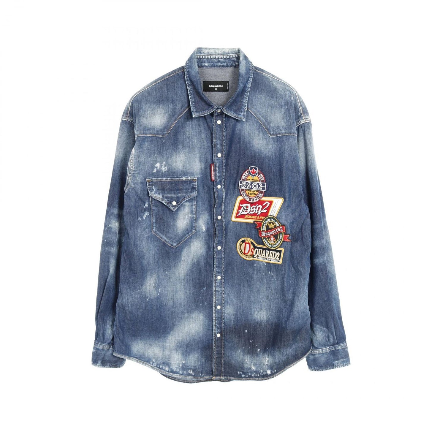 DSQUARED2 Dropped Military Fit Denim Shirt - Blue Cotton Excellence