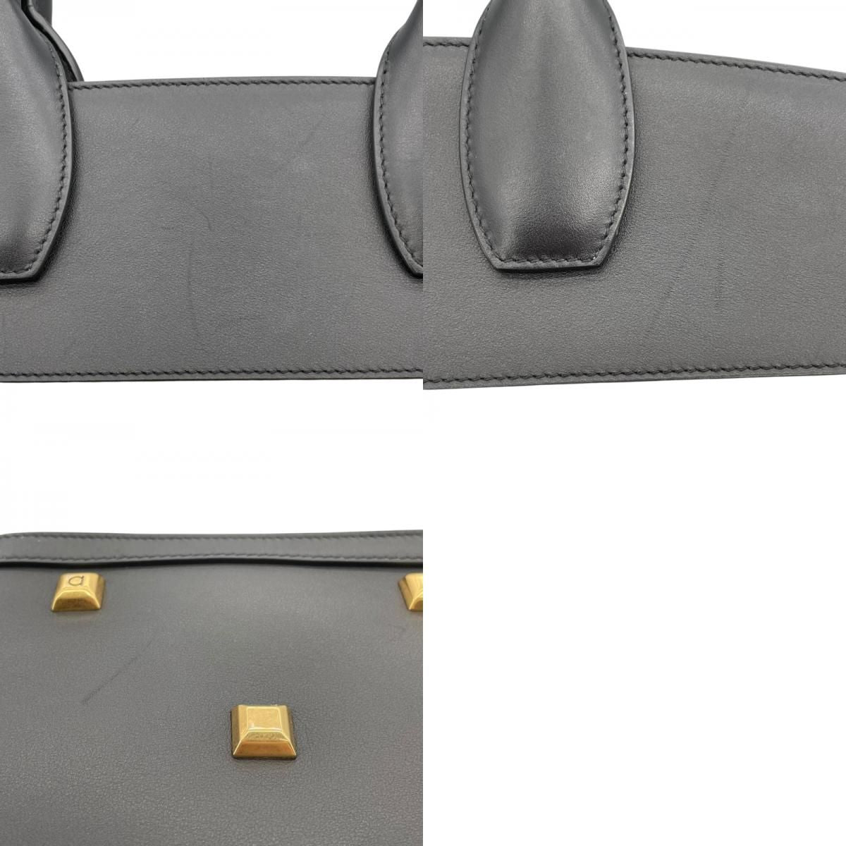 Salvatore Ferragamo Studio 2-Way Black Leather/Raffia Shoulder Bag