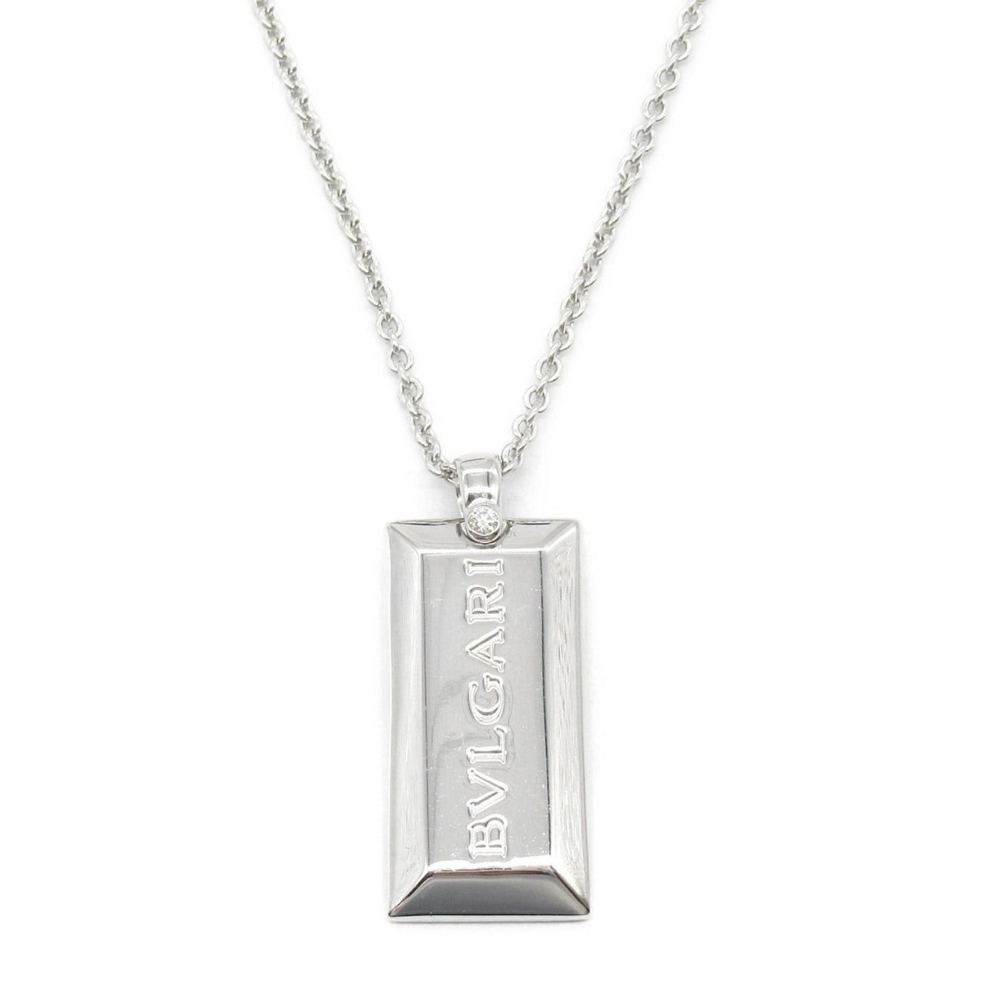 BVLGARI Logo Diamond Necklace in 18K White Gold - 46cm