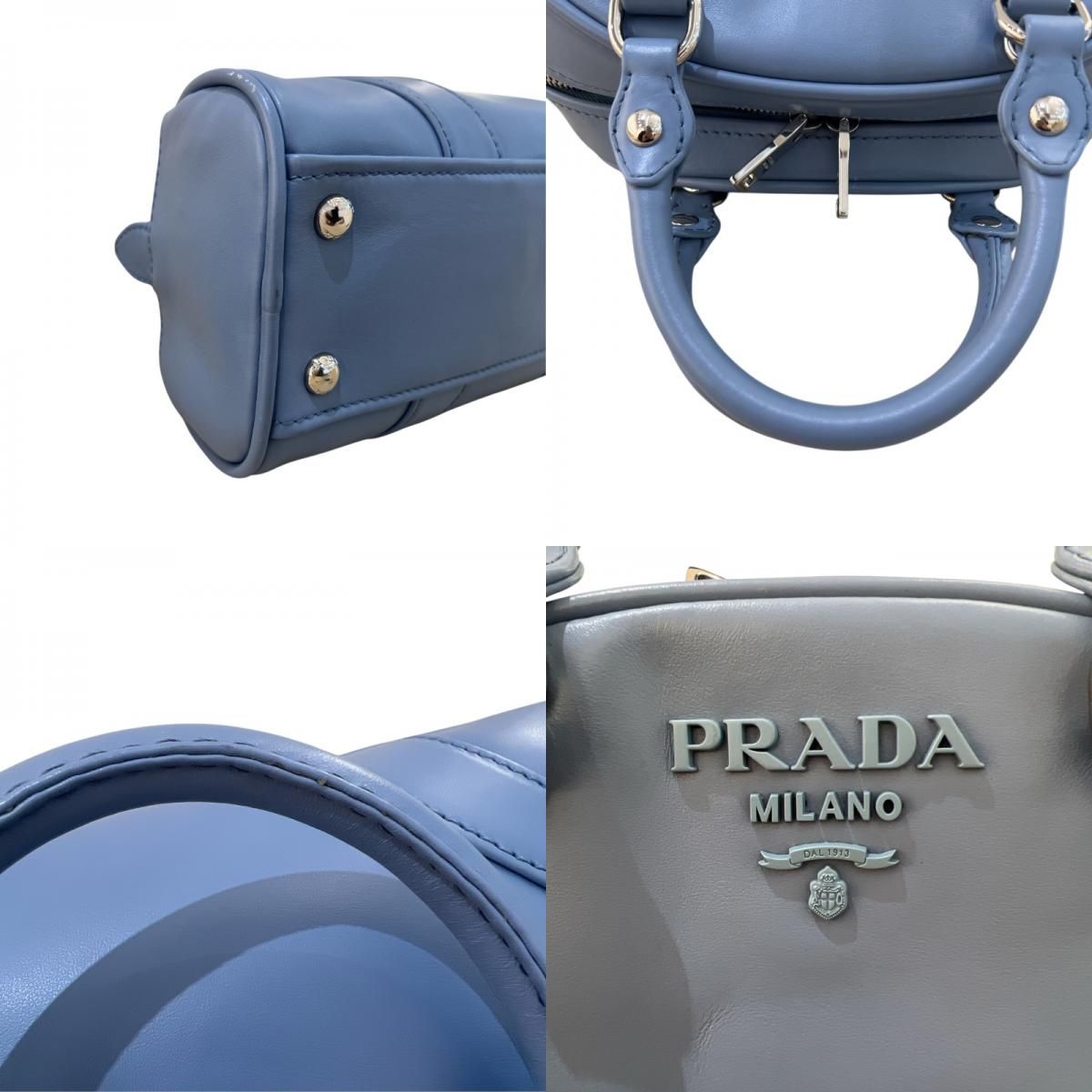 PRADA Monochrome Bowling Bag in Light Blue - Exquisite Craftsmanship