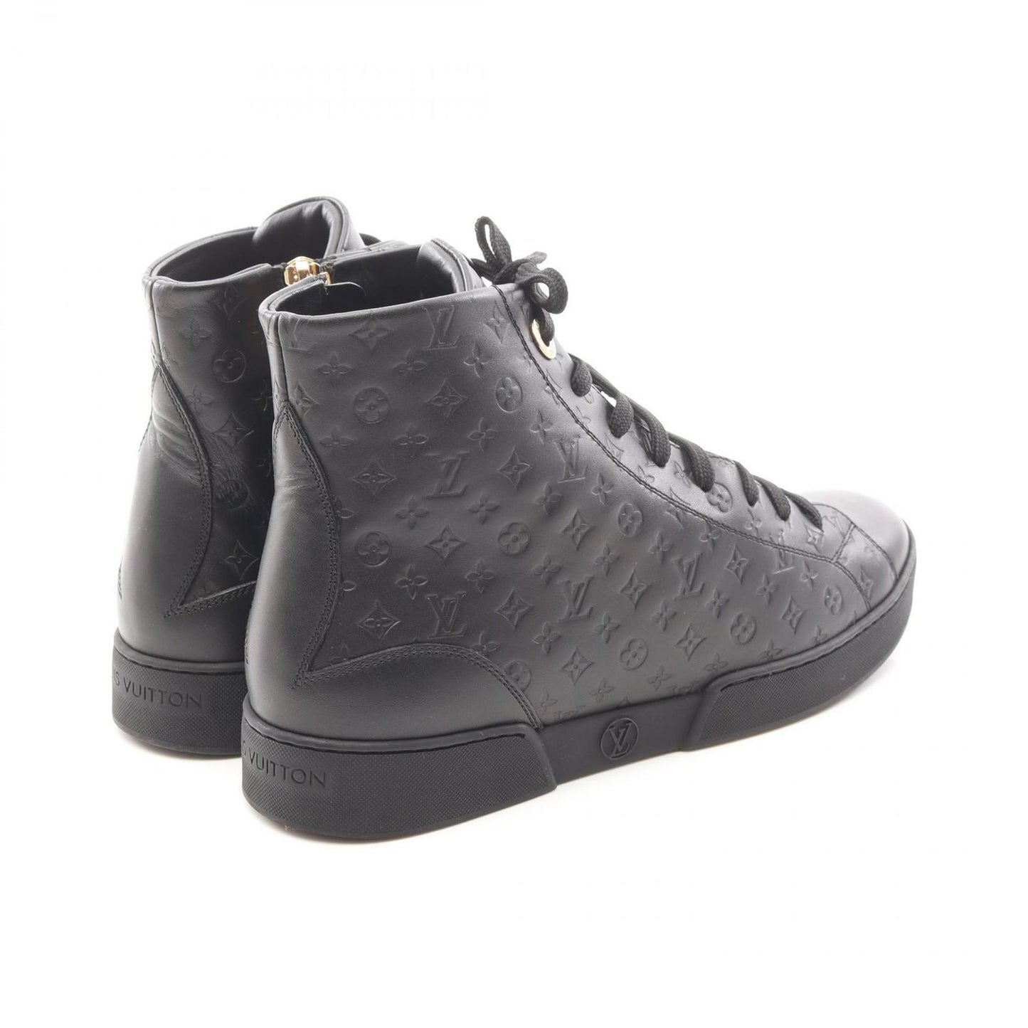 Louis Vuitton Stellar Line Black Leather High-Top Sneakers - Size 36.5