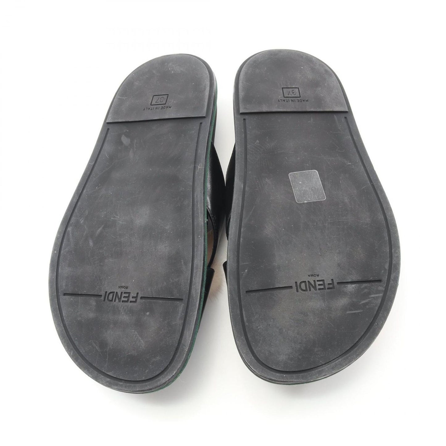 FENDI Leather & Fur Sandals - Elegant Black & Multicolor Design