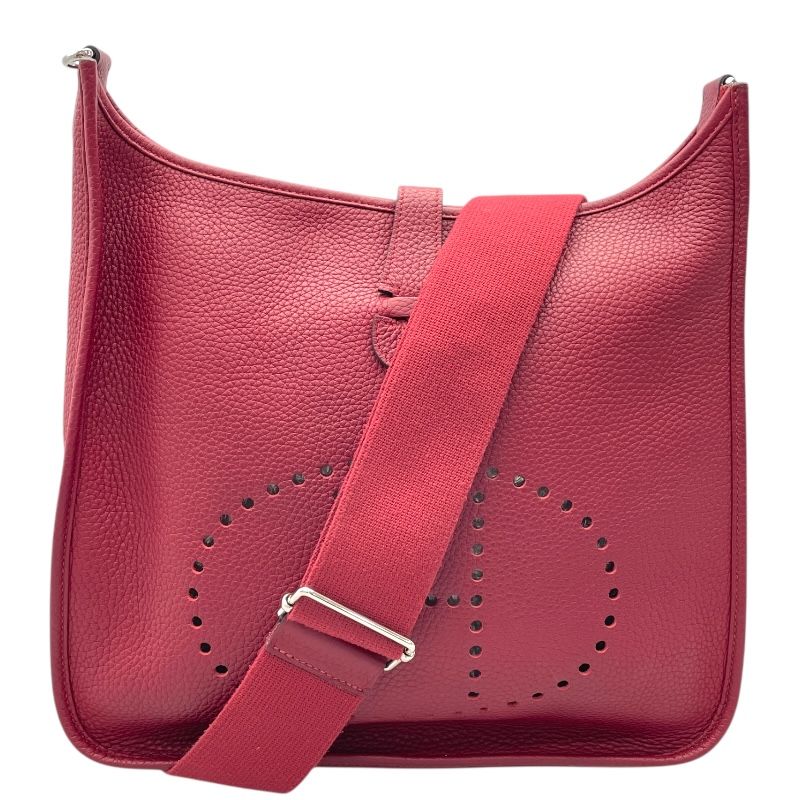 HERMES Evelyne 3GM X刻 in Rouge Grenat with Silver Hardware
