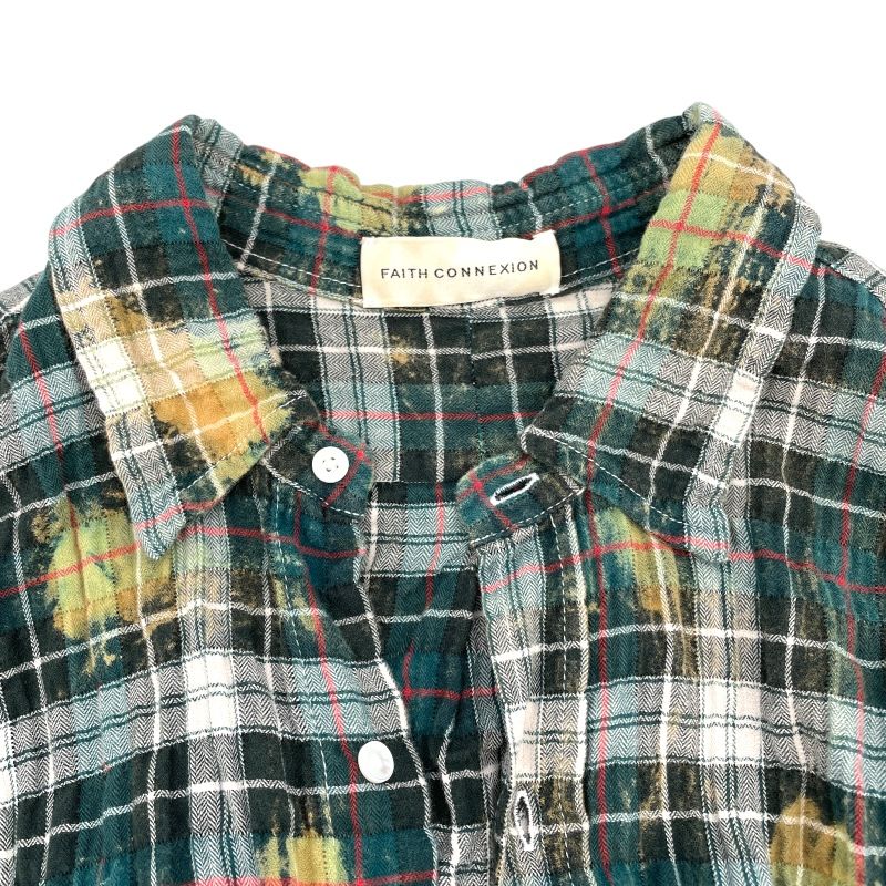 Faith Connexion Multi-Color Bleached Check Flannel Shirt for Men