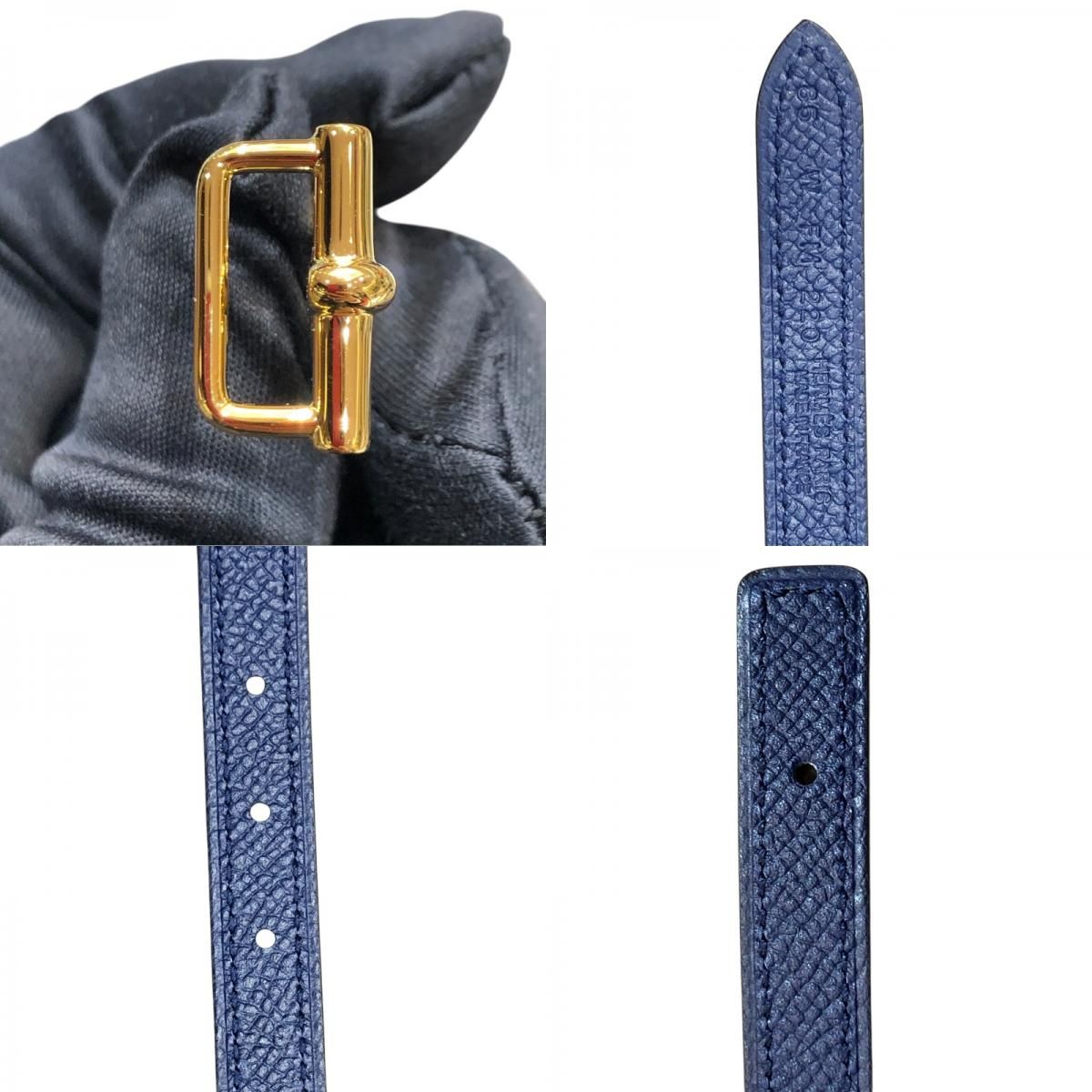 HERMES Ankle Leather Kit 13 Belt 85cm in Veil Veronese & Blue Saphir