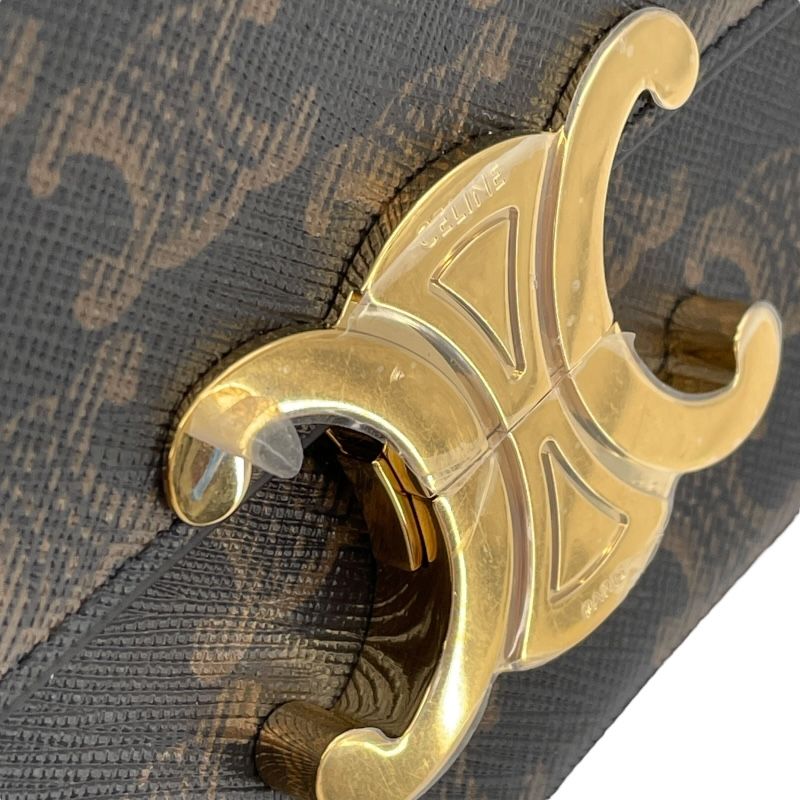 CELINE Claude Shoulder Bag in Brown Triomphe Canvas
