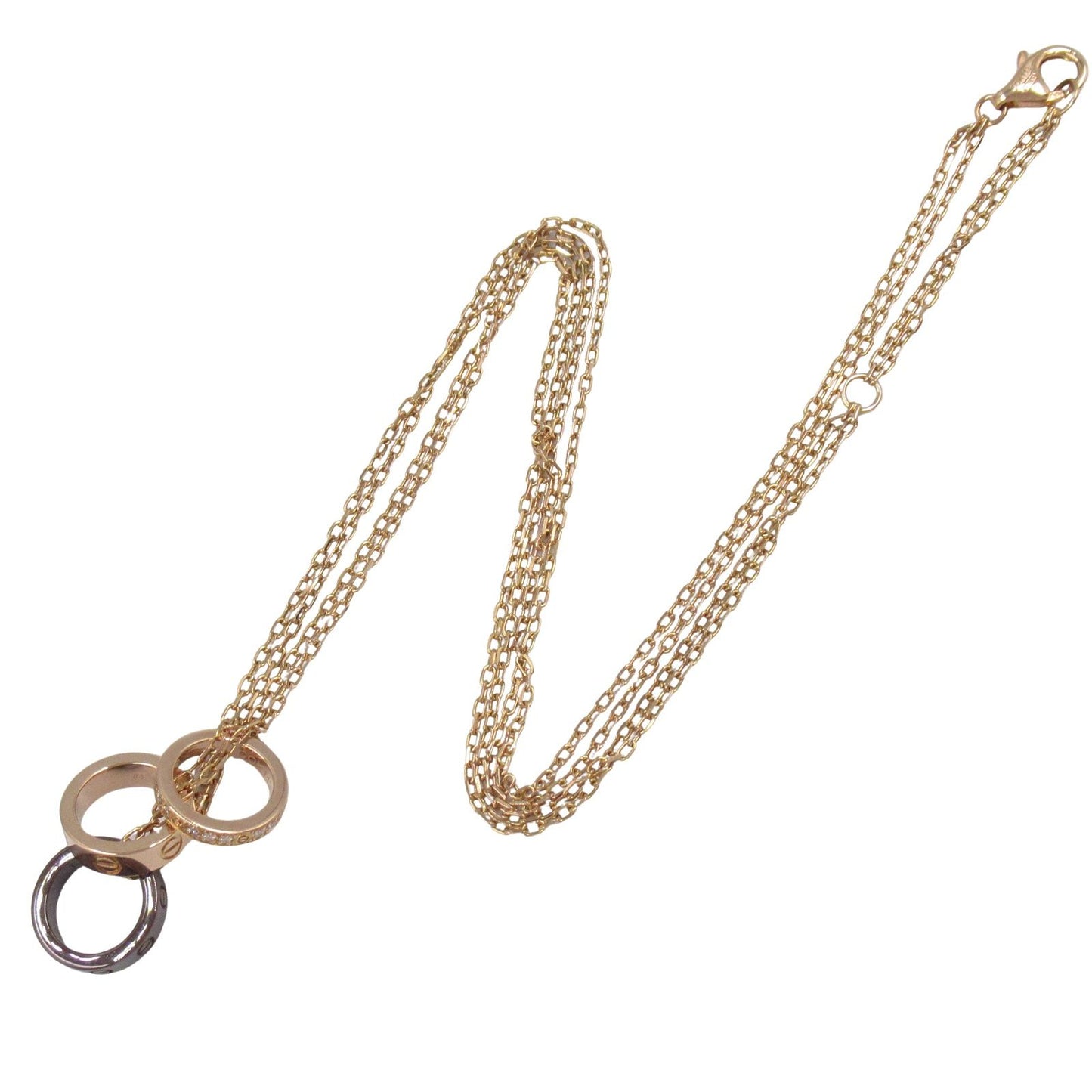 Cartier Love Series Diamond Hoop Necklace in Pink Gold & Ceramic