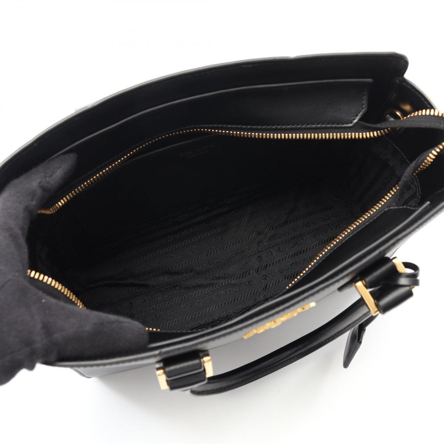 PRADA Saffiano Soft Calf Leather 2-Way Tote Bag - Black