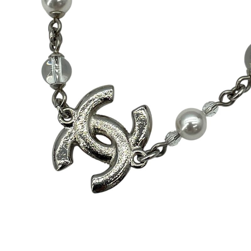 CHANEL Coco Mark Necklace in Silver Metal & Pearl - Exquisite Elegance