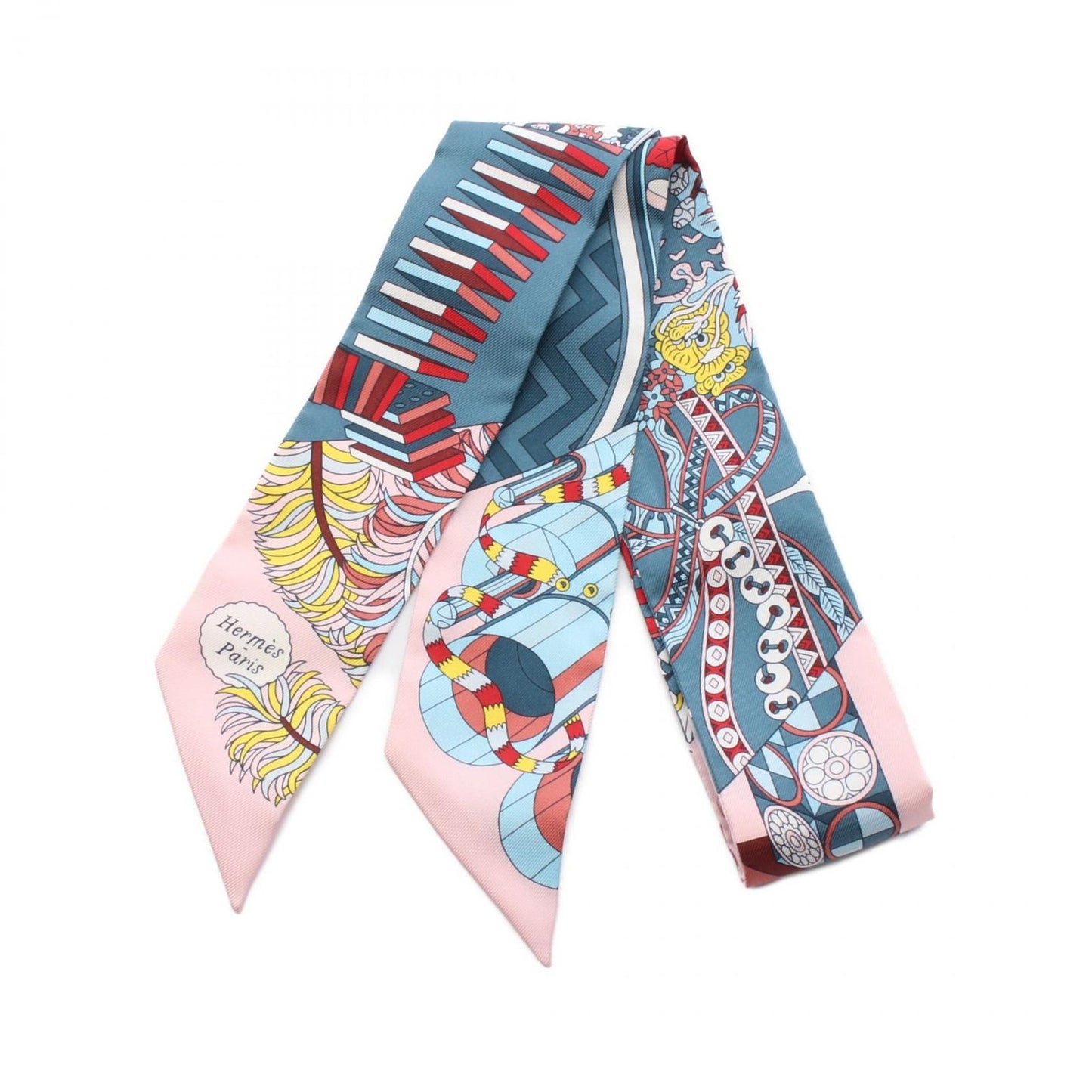 HERMES De l'Ombrelle aux Duels Vieux Silk Twilly Scarf - Unused