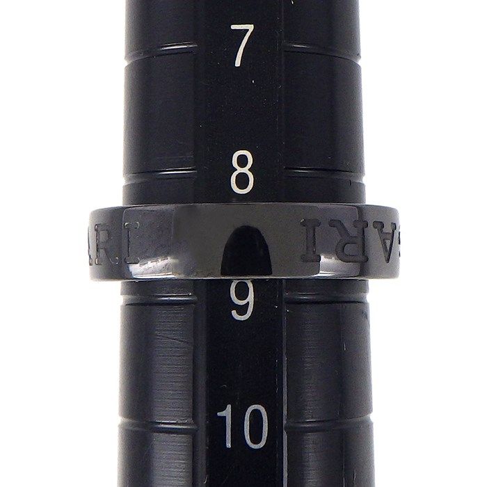 BVLGARI Double Logo Ring with Diamond in Black Ceramic & K18WG