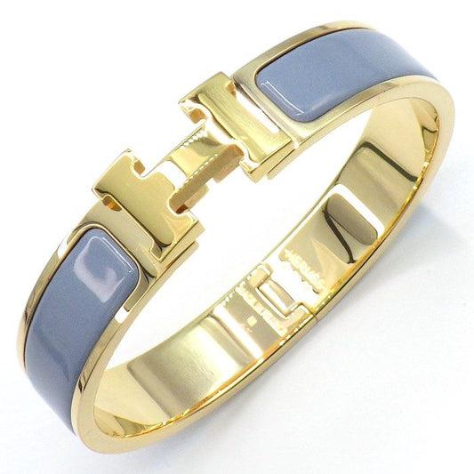 HERMES Click H PM Bracelet in Blue Grey Enamel - Exquisite Craftsmanship