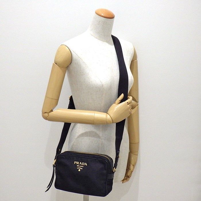 PRADA Black Nylon & Saffiano Leather Shoulder Bag 1BH089