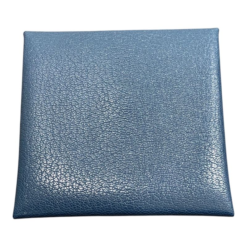 HERMES Bastia Coin Case in Blue de Galice with Silver Hardware