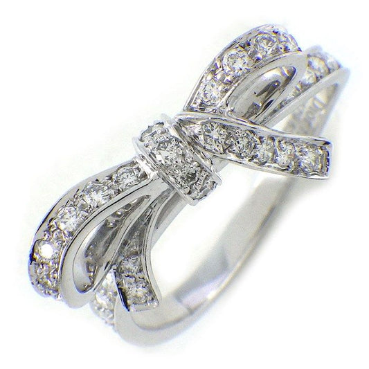 Christian Dior Bow Motif Half Circle Diamond Ring in K18 White Gold