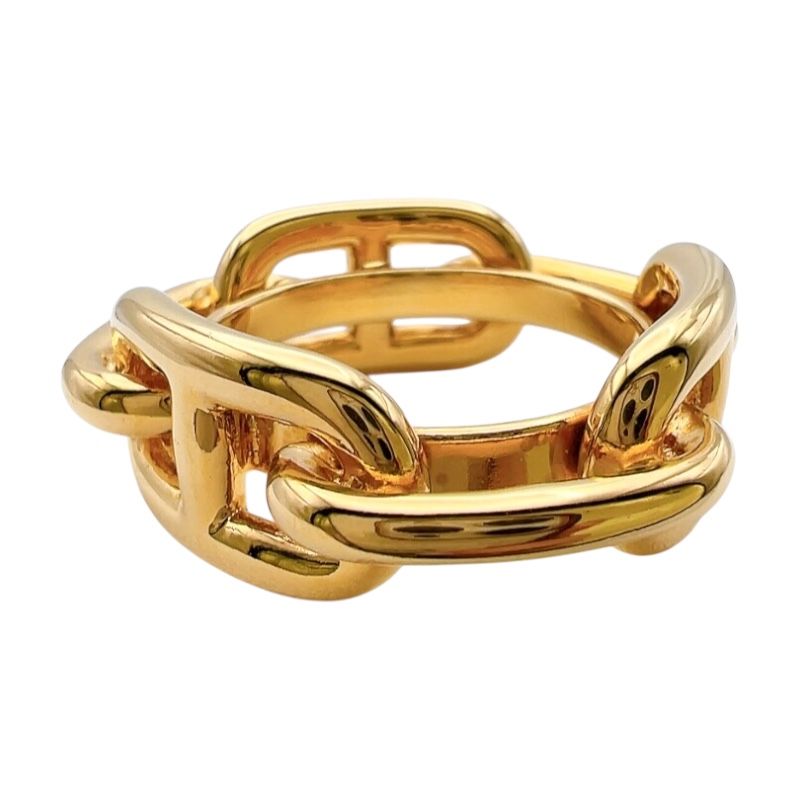 HERMES Rugade Scarf Ring - Exquisite Gold Metal Jewelry