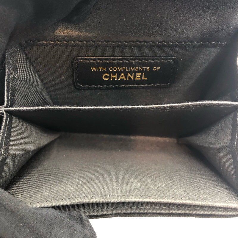 CHANEL Matelassé Coco Mark Coin Case in Black Velvet with Gold Hardware