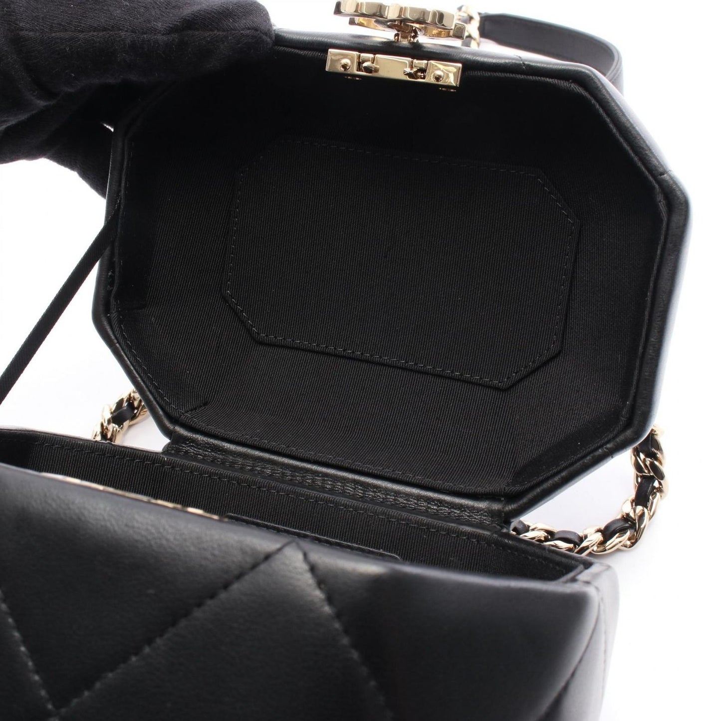 CHANEL Matelassé Small Vanity Shoulder Bag - Black Leather