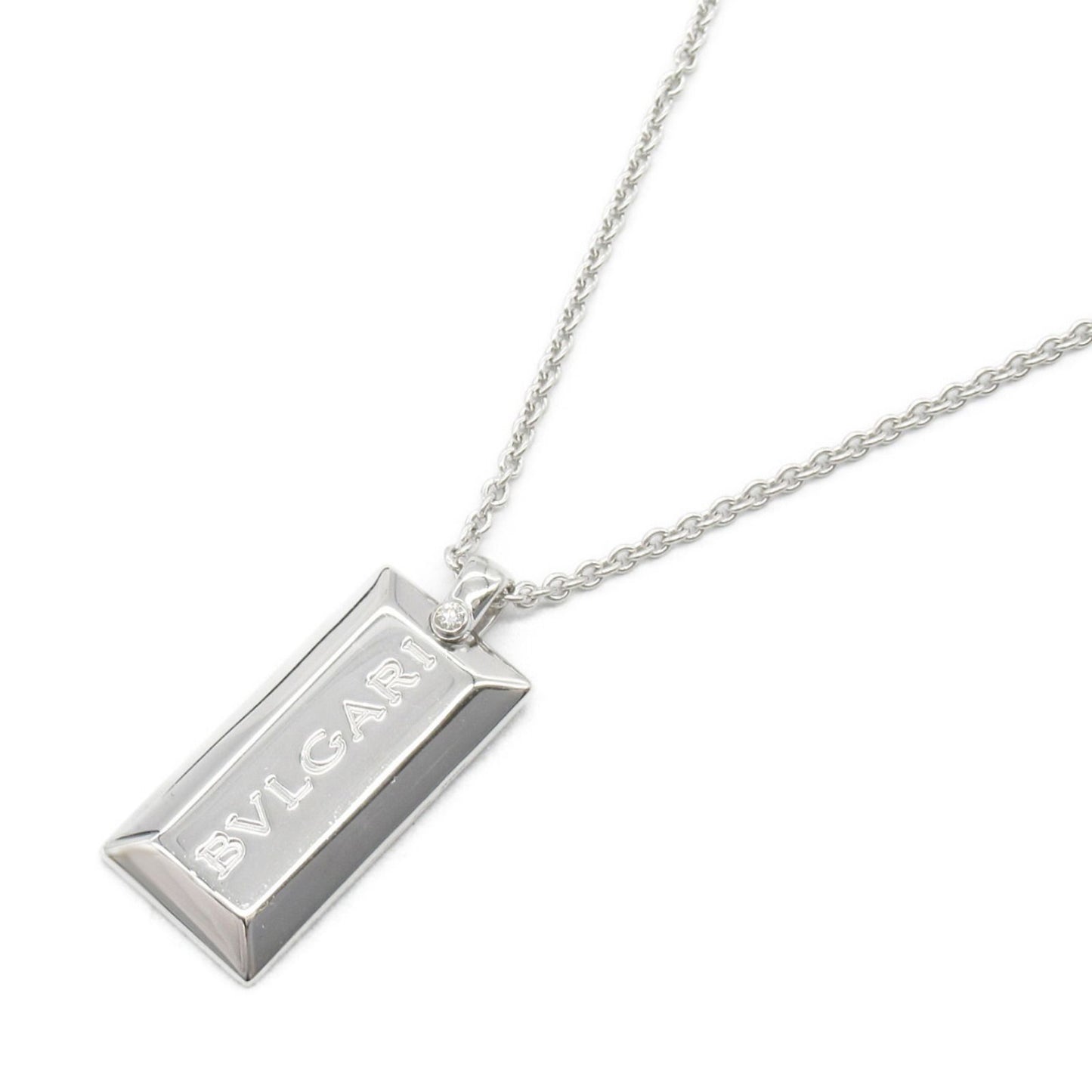 BVLGARI Logo Diamond Necklace in 18K White Gold - 46cm