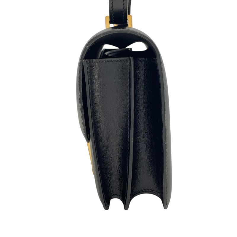 HERMES Constance 3 Mini Black Box Calf Shoulder Bag with Gold Hardware