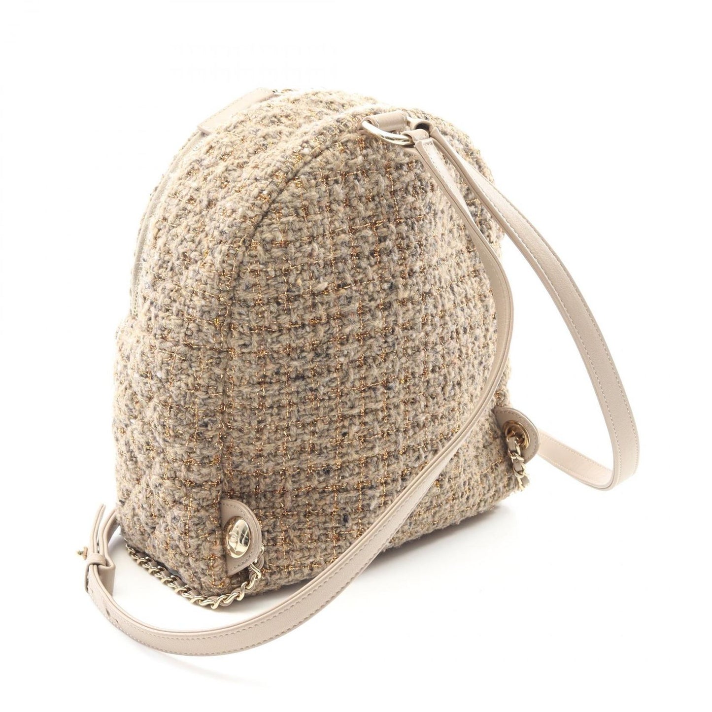 CHANEL Matelassé Backpack AS0870 in Beige Fabric & Leather