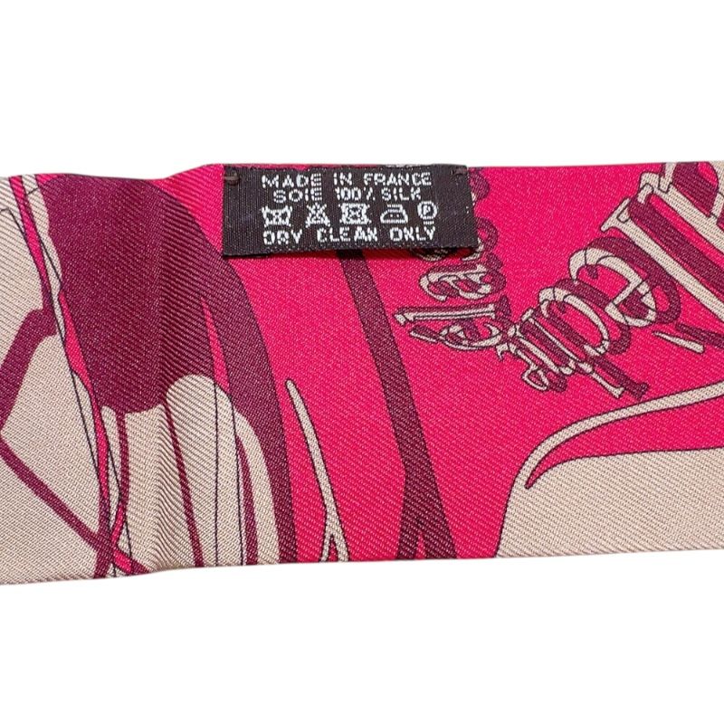 HERMES Caleche Mors et Bouteilles Twilly Scarf in Bordeaux Multi