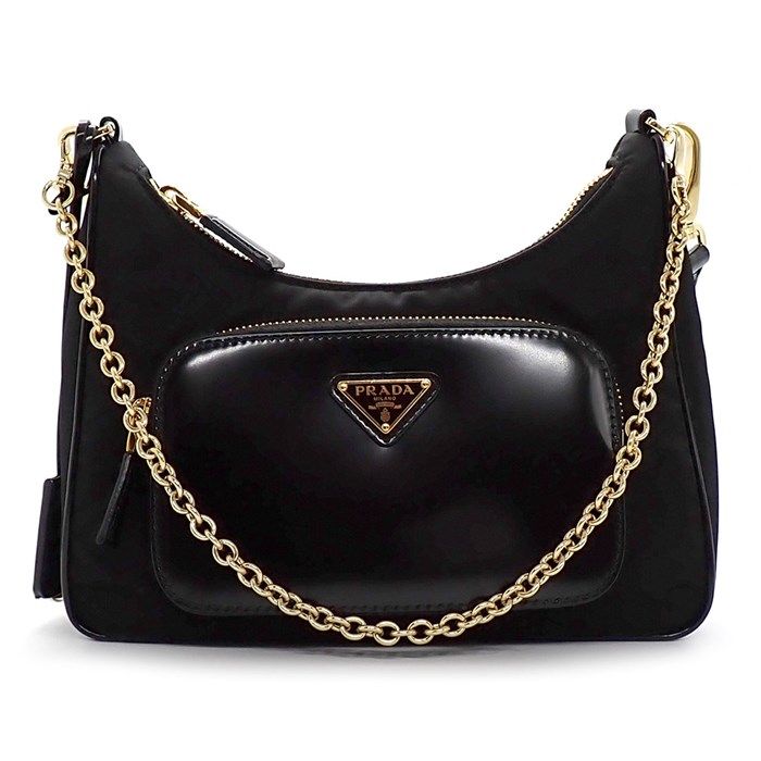 PRADA Re-Nylon Mini Shoulder Bag - Black Brushed Leather