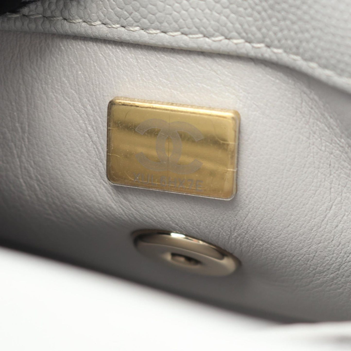 CHANEL Coco Handle XXS Handbag in Light Gray Caviar Leather