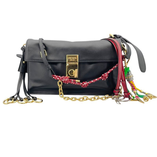 PRADA Soft Sound Small Shoulder Bag in Black Nappa Leather