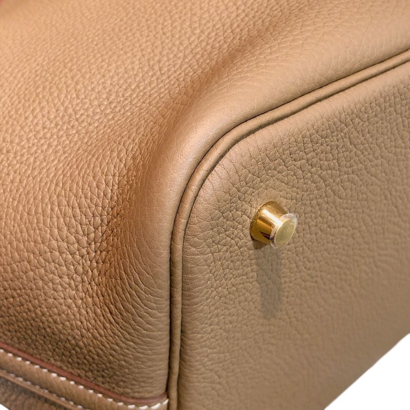 HERMES Picotin Lock MM Handbag in Etoupe with Gold Hardware