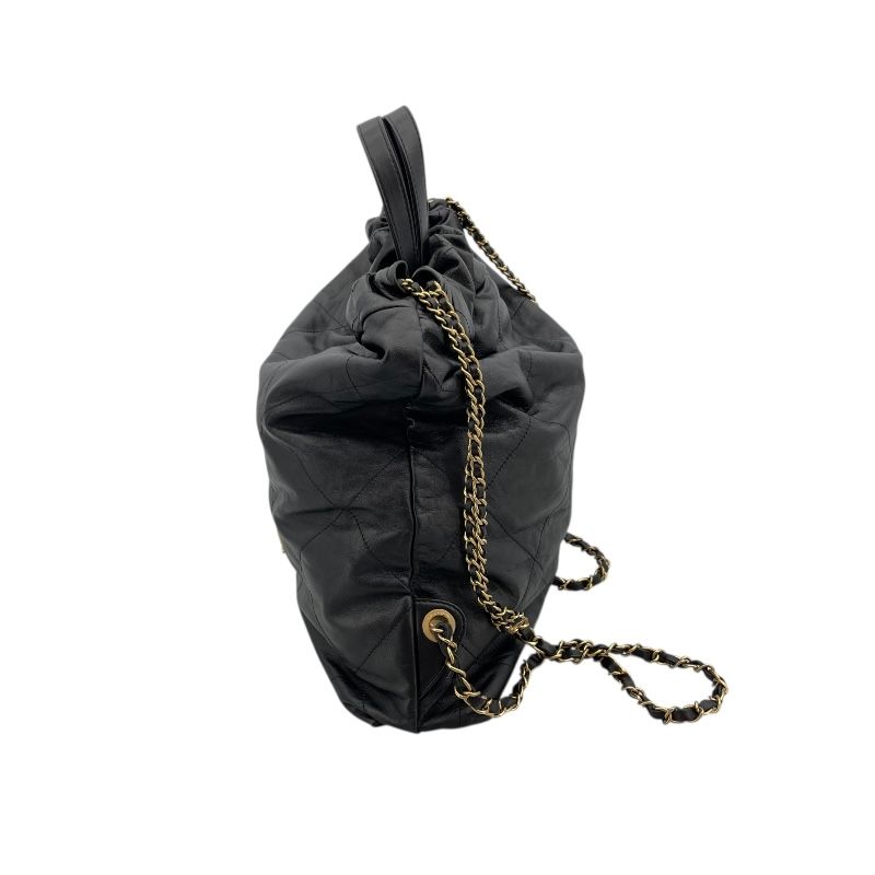 CHANEL 22 Large Backpack in Black Calfskin with Gold Hardware
