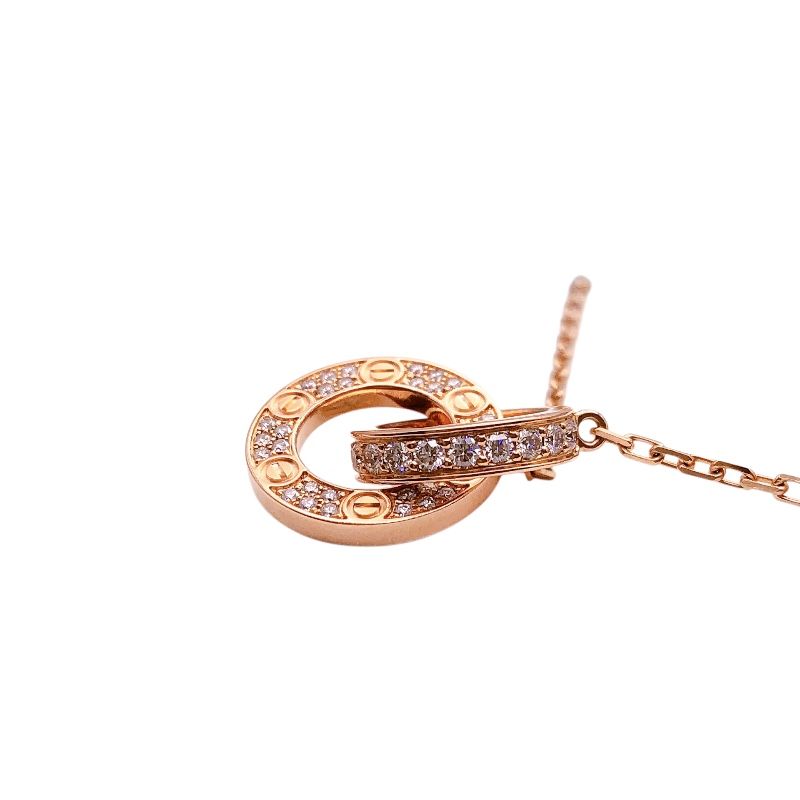 Cartier Love Necklace K18PG with Diamonds - Exquisite Luxury