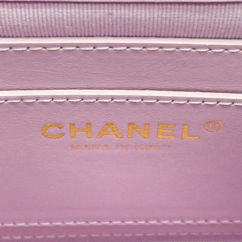 CHANEL A91121 Purple Caviar Leather Backpack with Gold Hardware