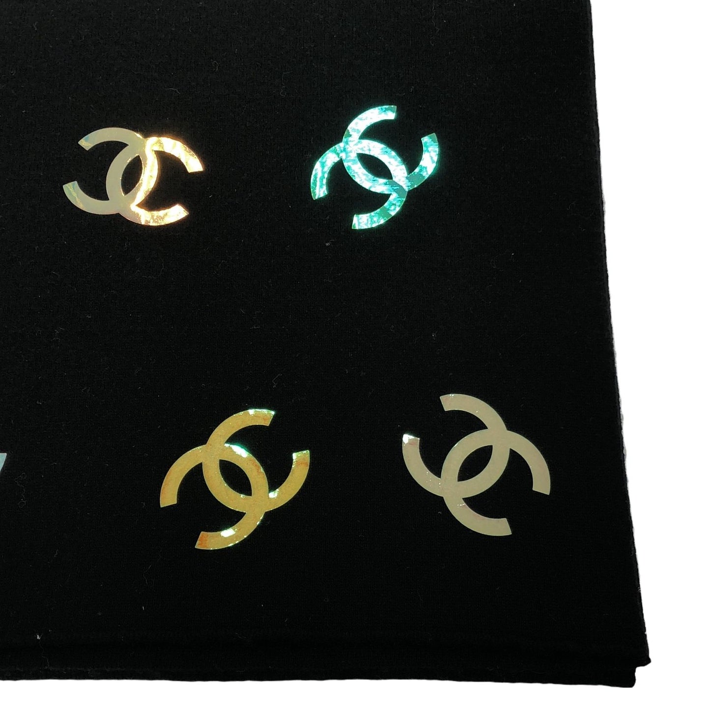 CHANEL Black Cashmere Coco Mark Scarf - Timeless Elegance