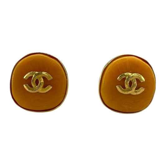 CHANEL Coco Mark Round Earrings in Gold & Yellow GP - Exquisite Elegance