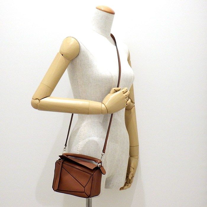 LOEWE Mini Puzzle Edge Bag in Tan Classic Calfskin