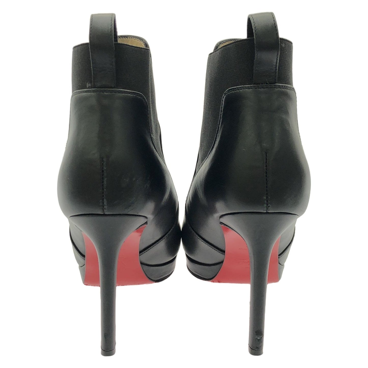 Christian Louboutin Black Leather Short Heel Boots - Size 35.5